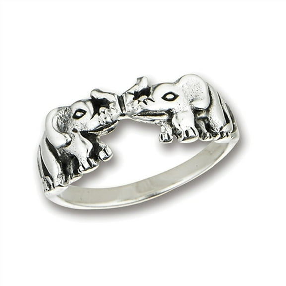Oxidized Elephant Animal Friendship Ring 925 Sterling Silver Band Jewelry Female Male Unisex Size 7