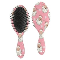 Pink Christmas Santa Pattern Hair Brush,Girls Detangling Hair Brush,Glide Through Tangles with Ease for Wet & Dry Hair,8.8"X2.8"