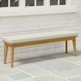 thumbnail image 5 of CozyHome 2-Piece Backless Patio Bench, Acacia Wood Dining Bench with Cushion for Outdoor Porch, Backyard, Garden, Lawn, Beige, 5 of 7