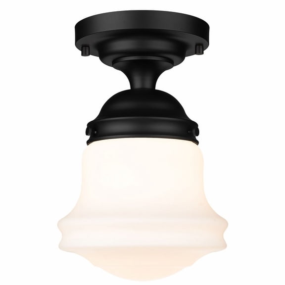 1 Light Flush Mount In Industrial Style-15.75 Inches Tall And 10.5 Inches Wide-Matte Black Finish-Matte Opal Glass Color Z-Lite 735F10-Mb