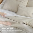 thumbnail image 6 of Twin Comforter Set, 3 Pieces Soft Pinch Pleat Beige Bedding Set for All Season, 6 of 6