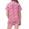 thumbnail image 4 of Teen Satin Pajamas for Girls Valentines Pajamas Kids Short Sleeve Heart Button Down Loungewear Kids Pjs Boys 12-13 Years, 4 of 4
