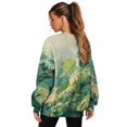 thumbnail image 2 of HELLHERO Monstera Print Women Sweatshirt Fall Long Sleeve Pullover Clothes Comfortable Loose Crewneck Sweater Size XL, 2 of 7