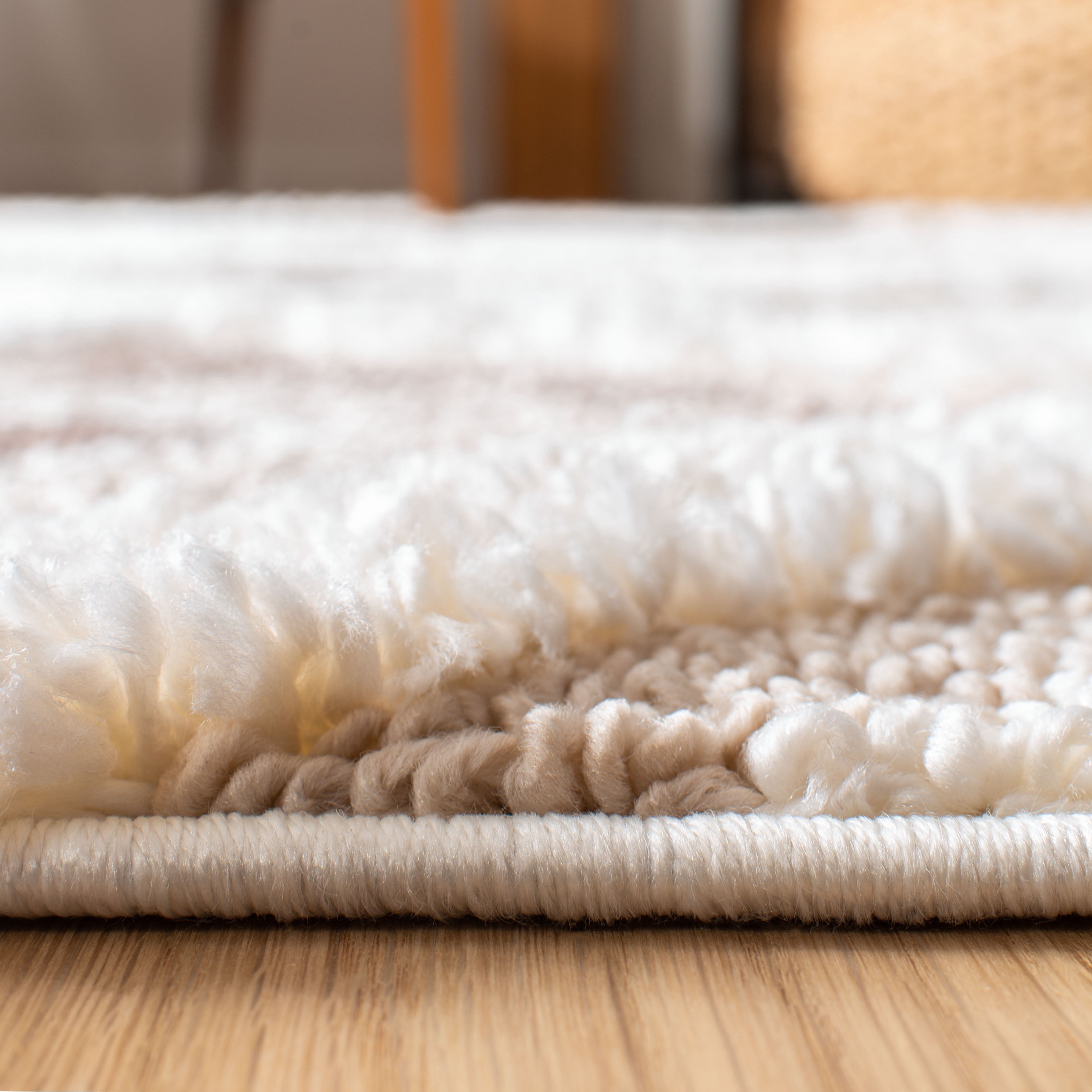 SAFAVIEH Moroccan Tassel Elsie Abstract Shag Area Rug, Ivory/Brown, 4' x 4' Square