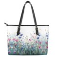 thumbnail image 2 of ZUXONGSY Daisy Flower Butterfly Print Top Handle Bag for Women PU Leather Top Handle Tote Bag Portable Satchel Handbags with Zippered for Shopping Work, 2 of 6