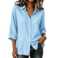 thumbnail image 4 of Dagugfen Button down Shirts for Women 3/4 Sleeve Collared Neck Breathable Lightweight Daily Wear Casual Shirts, 4 of 8