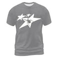 thumbnail image 4 of Rggeeun Mens T-Shirts Star Print Short Sleeve Crew Neck Loose Fit Soft Breathable for Summer Streetwear Cool Tee,Gray,Xxxl, 4 of 4