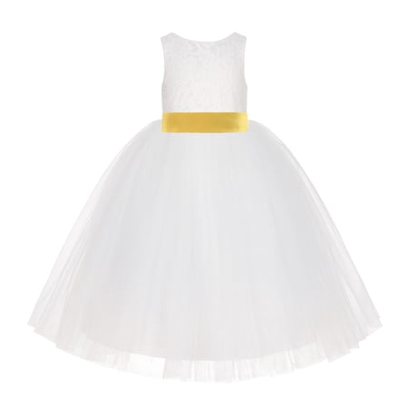 Ekidsbridal Ivory Floral Lace Flower Girl Dress Formal Photoshoot Graduation Ceremonial Gown for Toddlers LG7noFT 5