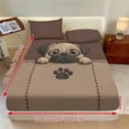thumbnail image 3 of Xoenoiee Pug Dog Paw Print Fitted Sheet Set 3-Piece Deep Pocket, Soft Breathable Microfiber with 2 Pillowcases, Wrinkle-Free Easy Care, No Flat Sheet, Full Size, 3 of 7