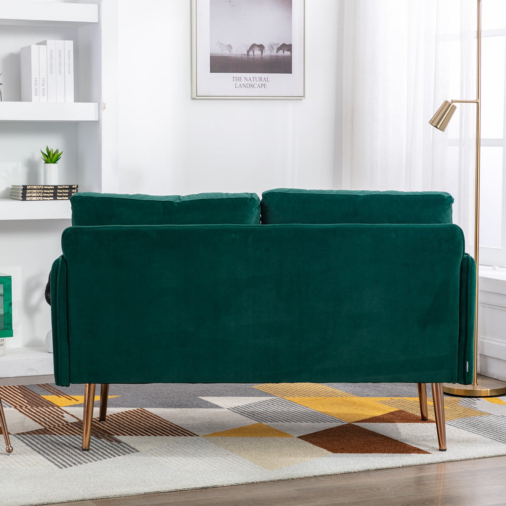 Green Details about   Mid-Century Upholstered Velvet Fabric Tufted Sofa with Scroll Arms 