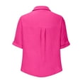 thumbnail image 6 of Duoif Shirts for Women, Women's Fashionable and Casual Solid Color Single Pocket Slit Mid Sleeved Top Shirt Womens Shirts Hot Pink XXL, 6 of 9
