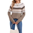 thumbnail image 3 of Women'S Casual Vintage Sweater Raglan Sleeve Crew Neck Knit Pullover Comfortable Warm Autumn Top Khaki S, 3 of 9