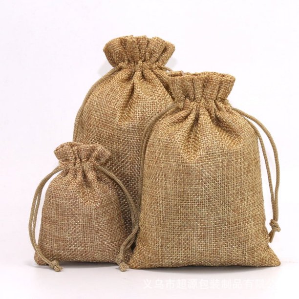 Bolsa de regalo de Navidad para guardar joyas, bolsita con cordón, bolsa de lino de imitación