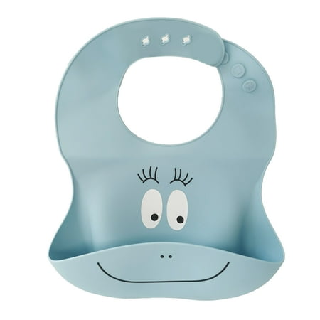 

SIEYIO Waterproof oft ilicone Baby Bib Adjutable Cartoon Newborn Feeding Food Catcher with Pocket Uniex for Baby Boy Girl Toddler
