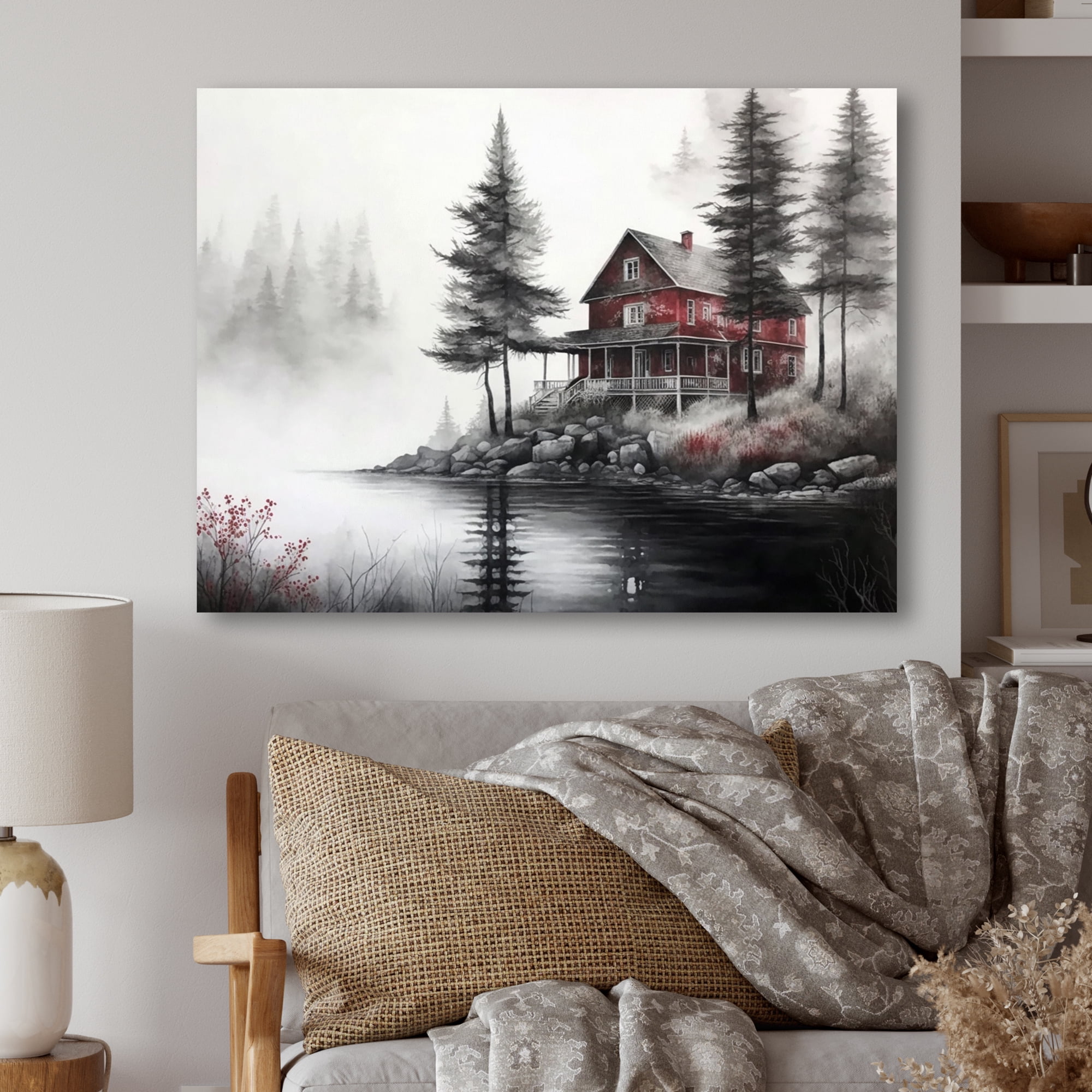 Designart Cottage On The Lake III Canvas Wall Art