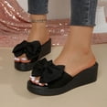 thumbnail image 2 of Women's Bow Thong Wedge Platform Slides Sandal Comfort Open Slip On Flip Flops Pool Party Beach Walking Sandals, 2 of 9