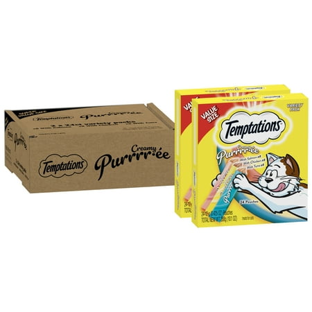 UPC: 0023100141961 | Temptations Creamy Puree With Chicken Salmon And Tuna Lickable Squeezable Cat Treats 48Ct Variety Pack (2) 24-Packs Of 12G Pouches