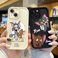 thumbnail image 2 of Funda de teléfono con dibujos animados Happy Tom y Jerry para iPhone, fundas suaves antideslizantes para iPhone 15, 14, 13, 12, 11 Pro Max, 15, 14 Plus, X, XS Max, 8, 7, 6, 2 of 5