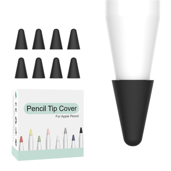 Silicone Nib Covers for Apple Pencil, 8 Pack, Anti-Slip and Scratch Protection, Black