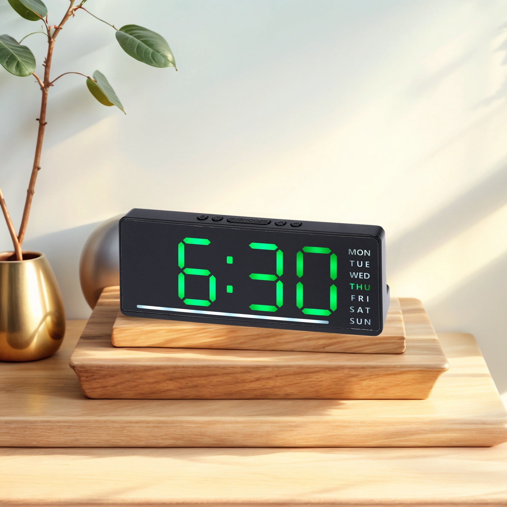 Unique Bargains 2 Pcs Digital Dual Alarm Clock 6.1 x 2.4 x 1 in Green/Orange