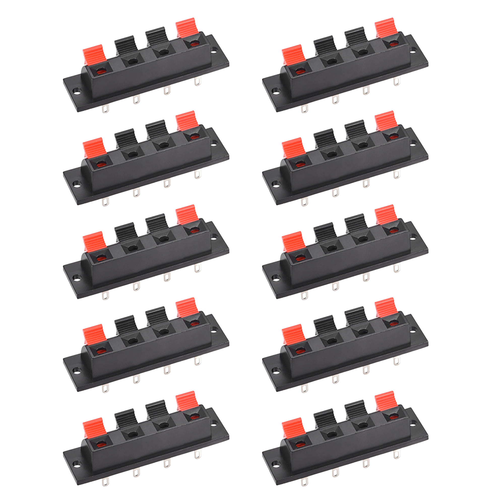 4 Ways Spring Speaker Terminal Clip Push Release Connector Audio Cable Terminals Strip Block