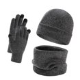 thumbnail image 3 of Juego de 3 piezas de gorro, calentador de cuello, guantes, bufanda, abrigo a prueba de viento para clima frío, mujeres, hombres, niñas, niños, correr, Gris, 3 of 8