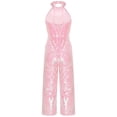 thumbnail image 4 of Doomiva Combinaison à Sequins pour Filles, Col Halter, Sans Manches, pour Danse Formelle, Rose 14, 4 of 7