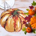 thumbnail image 4 of OVZME 4PCS Fall Placemats, Autumn Printed Pumpkin Place Mats for Kitchen Dining Table, Thanksgiving Harvest Halloween Holiday Decor Placemat, Water-Proof, Each 13" x 15", Orange, 4 of 6