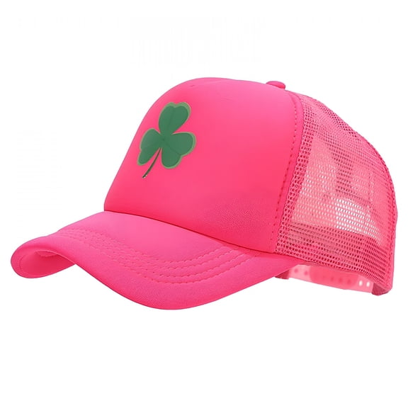 TELOLY Baseball Cap Women Men Breathable Mesh Summer Hat Unstructured Design Shamrock Trucker Caps Dad Hats St. Patrick's Day Costume Pink