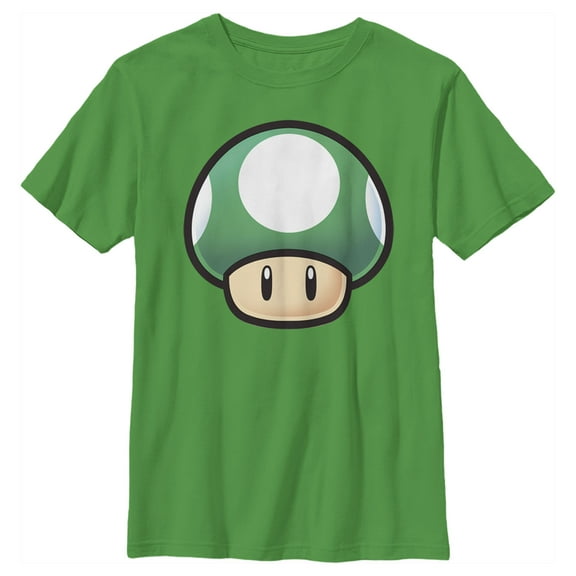 Boy's Nintendo 1-Up Mushroom Portrait  Graphic Tee Kelly Green Large