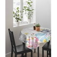thumbnail image 4 of Easter Bunny Suqare Tablecloth - 54 x 54 Inch, Blue Easter Eggs Spring Floral Grey Plaid Waterproof & StainResistant Tablecloth, Washable Oil-proof Table Cover for Dining/Party/Wedding/Camping/Buffet, 4 of 9