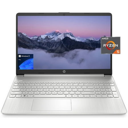 HP 15 15.6" HD [Windows 11 Pro] Business Laptop, AMD 6-Cores Ryzen 5-5500 up to 4.0GHz, 12GB RAM, 256GB SSD, AMD Radeon Graphics, Bluetooth, WiFi, HDMI, USB-C, Silver, w/Office Accessories