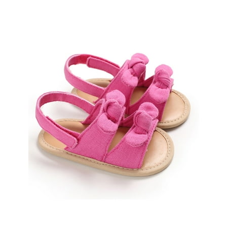 

Daeful Newborn Flat Sandal Soft Sole Sandals Summer Crib Shoes Walking Lightweight Non-Slip First Walkers Princess Shoe Peach Pink 12-18 months