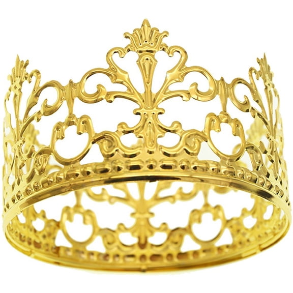 vlrwzc Gold Crown Cake Topper 1pc Gold Tiara Wedding Birthday Cake Decoration Crown Hair Ornaments for King Queen Prince and Princess Party
