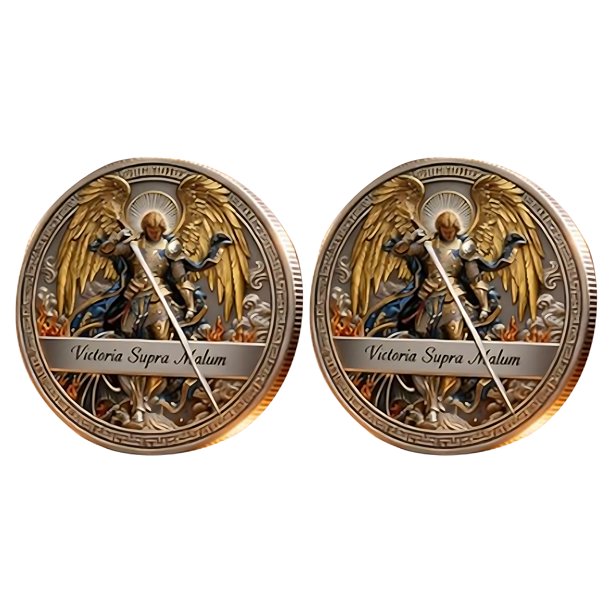 Moneda coleccionable de arcángel de doble cara, talla de metal, recuerdo de San Miguel, símbolo de desafío a la fe cristiana, decoración, regalo religioso.
