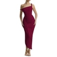 thumbnail image 2 of Xdegoge Elegant Evening Dress for Women Maxi Bodycon One Shoulder Sleeveless Summer Dress Solid Ruched Asymmetrical Hem Flattering Party Cocktail Wedding Guest, 2 of 6