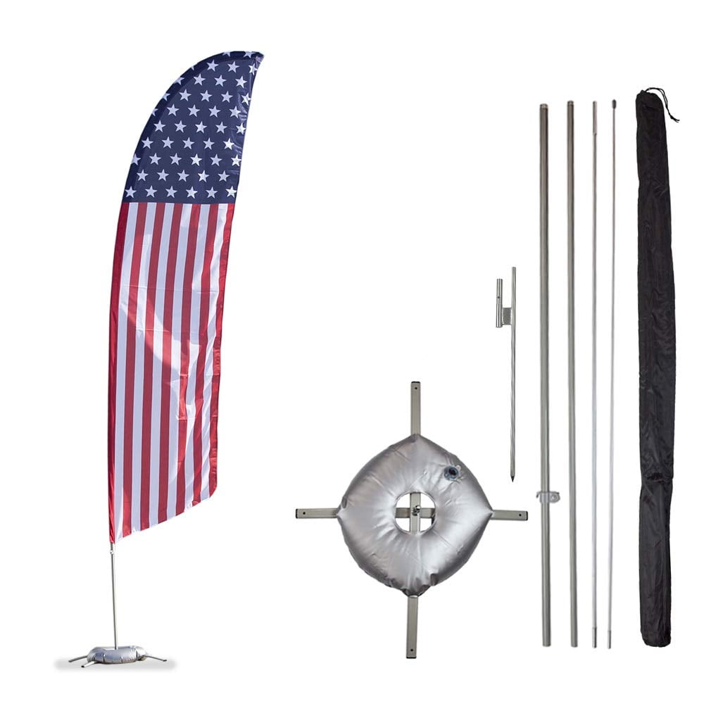 2 USA Stars and Stripes Two Swooper Feather Flag Complete Kits With 15 Pole And Ground Spike 2 USA Stars and Stripes Two Swooper Feather Flag Complete Kits With 15 Pole And Ground Spike