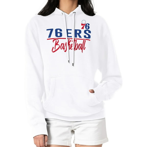 Women's G-III 4Her by Carl Banks White Philadelphia 76ers Graphics Fleece Pullover Hoodie