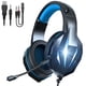 thumbnail image 1 of Auriculares para juegos Auriculares con cable USB de 3,5 mm Auriculares estéreo de banda ajustable con micrófono, Negro Azul Inevent EL000882-01B, 1 of 7