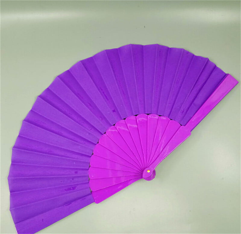 1PC Chinese Style Plastic Fabric Fold Hand Held Fan Dance Party Wedding GifBLUS 