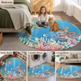 thumbnail image 5 of Blue Turtle Coastal Round Area Rug 3.3Ft Washable Circle Rugs for Dining Room Table, Nautical Summer Beach Coral Octopus Jellyfish Non-Slip Carpet Floor Mats Indoor Outdoor Carpet Runner Home Decor, 5 of 8
