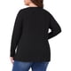 thumbnail image 3 of Blusas de mujer de talla grande Agnes Orinda, camisetas de pullover de manga larga, cuello en V, con botones, sueltas, 2X, negras, 3 of 6