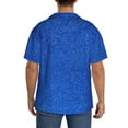thumbnail image 5 of Easygdp Blue Glitter Men's Casual Short-sleeved Shirt with Pocket and Button Suitable for Beach Vacation Leisure - X-Large, 5 of 7