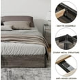 thumbnail image 4 of VanAcc Full Size Lift Up Storage Platform Bed Frame, Metal Bed Frame with Wooden Slats Support, Large Storage Space, Easy Assembly, Rustic Grey, 4 of 7