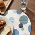 thumbnail image 3 of Abstract Geometric Round 13 Inch Placemats Set of 6, Farmhouse Vintage Polka Dot Teal Blue HeatResistant Non Slip Place Mats for Dining Table, Wipeable Braided Kitchen Table Mats for Housewarming, 3 of 9