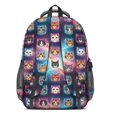 thumbnail image 3 of Multicolor Cat Head Purple Pattern Cute School Backpack Bag with Padded Back and Adjustable Shoulder Straps 16.9 X 12.6 X 5.9 Inches, 3 of 5