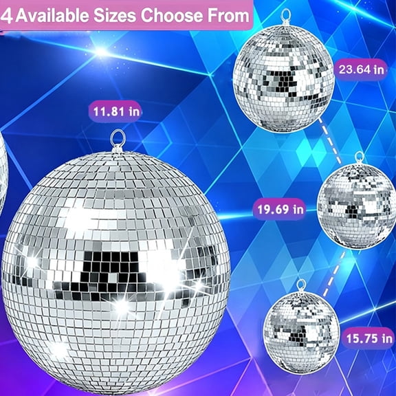 Tereitr 1pc Disco Ball, Large Silver Mirror Ball for Ceiling Hanging, Disco Party Decoration for Wedding, Home, Stage, Bar, Event, 30cm/12 inch
