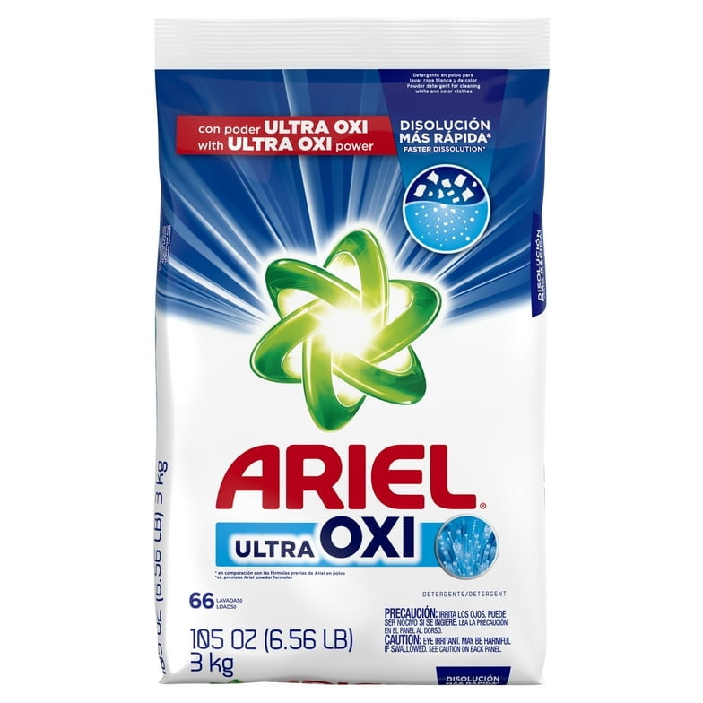 Pack of 2 Ariel with Ultra Oxi Powder Laundry Detergent, 105 oz, 66 Loads
