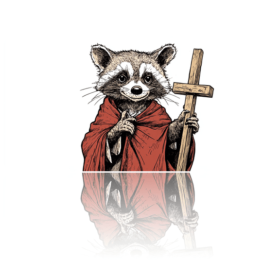 1 Pcs 2D Flat License Plate Covers & Frames, Raccoon with Cross For Decorative Front, Waterproof For Decoration Aluminum License Plate Covers & Frames Cover For Men Women, 12" X 6"