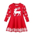 thumbnail image 3 of Girls' Christmas Dress Cotton Long Sleeve Sweater Dress with Christmas Elk Print, 3 of 8